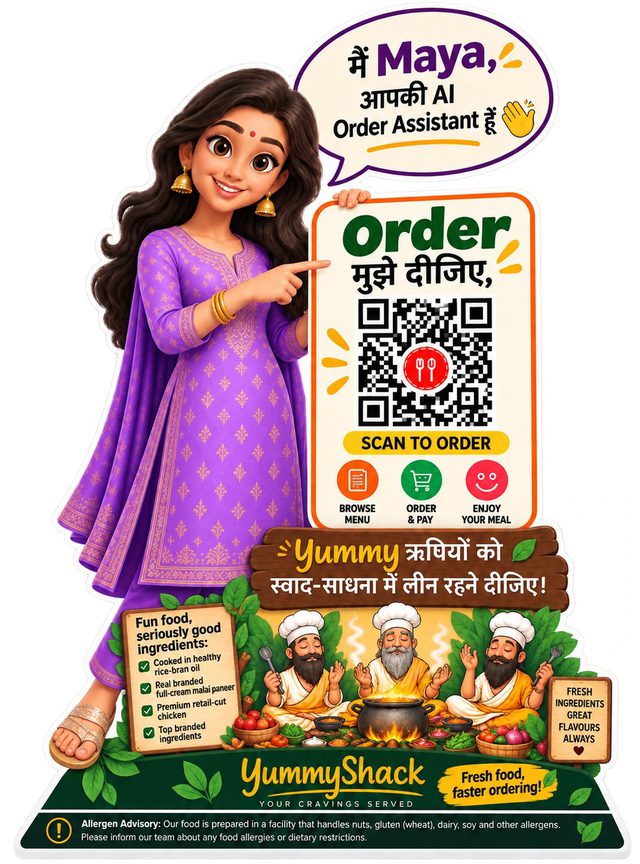 Maya AI order assistant on a clean white background