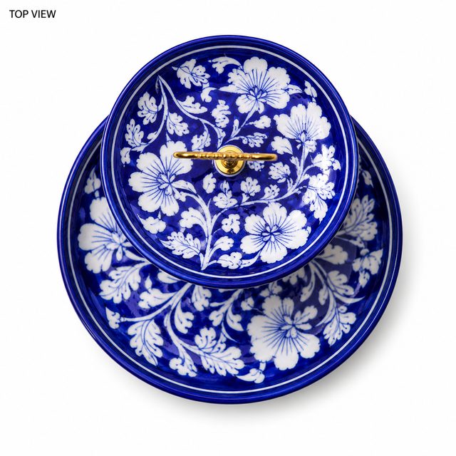 Blue Flower Serveware With Stand